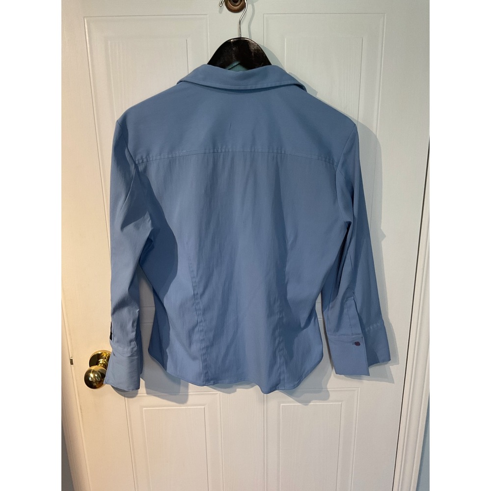Point Zero Button Down Shirt Womens XL Blue Excellent Long Sleeve Stretch - Picture 4 of 4